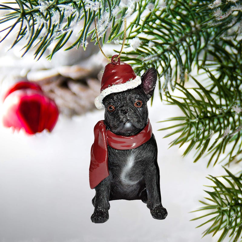 Design Toscano Christmas Xmas French Bulldog Holiday Dog Ornaments, Full Color - Image 5